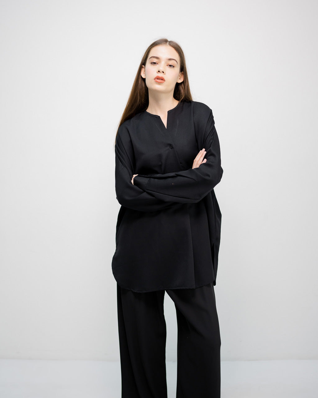 Milka Oversized Button Black Blouse – 611578