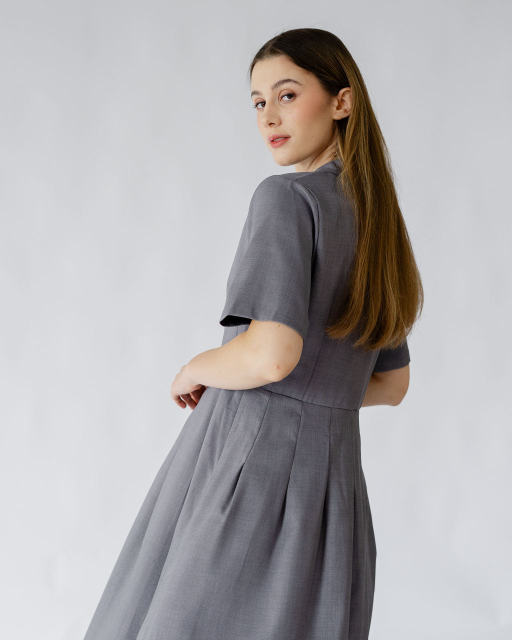 Glena Mini Relaaxed Grey Dress - 787307