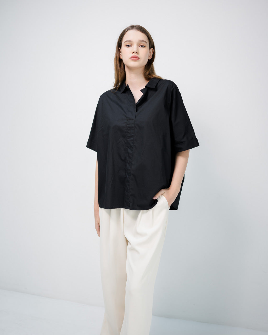 Kelly Oversized Short Sleeve Black Shirt – 611572