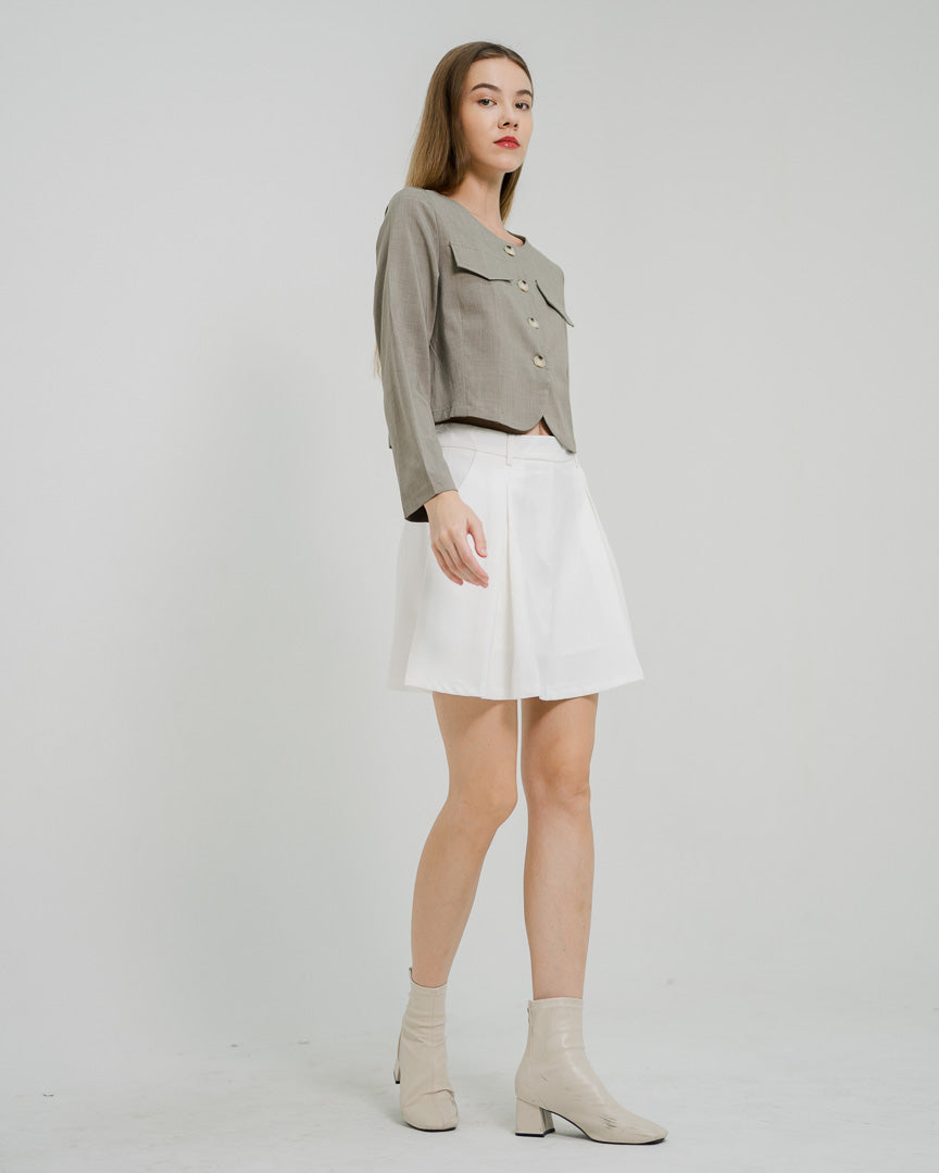 Cecilia Crop Linen Taupe Outer – 187501