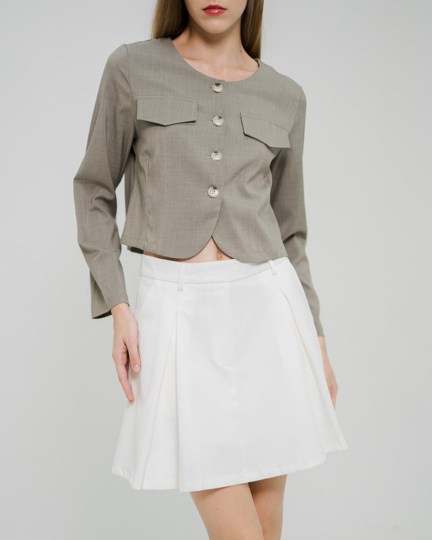 Cecilia Crop Linen Taupe Outer – 187501