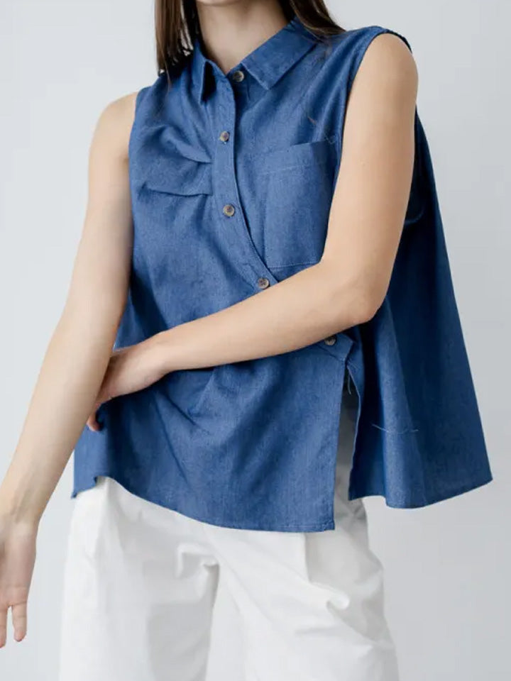 Mulan Drape Denim Top - 187957