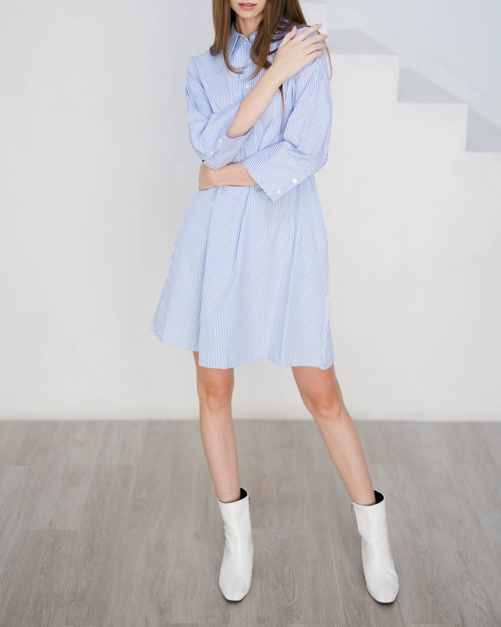 Roman Stripped Shirt Blue Dress – 786317