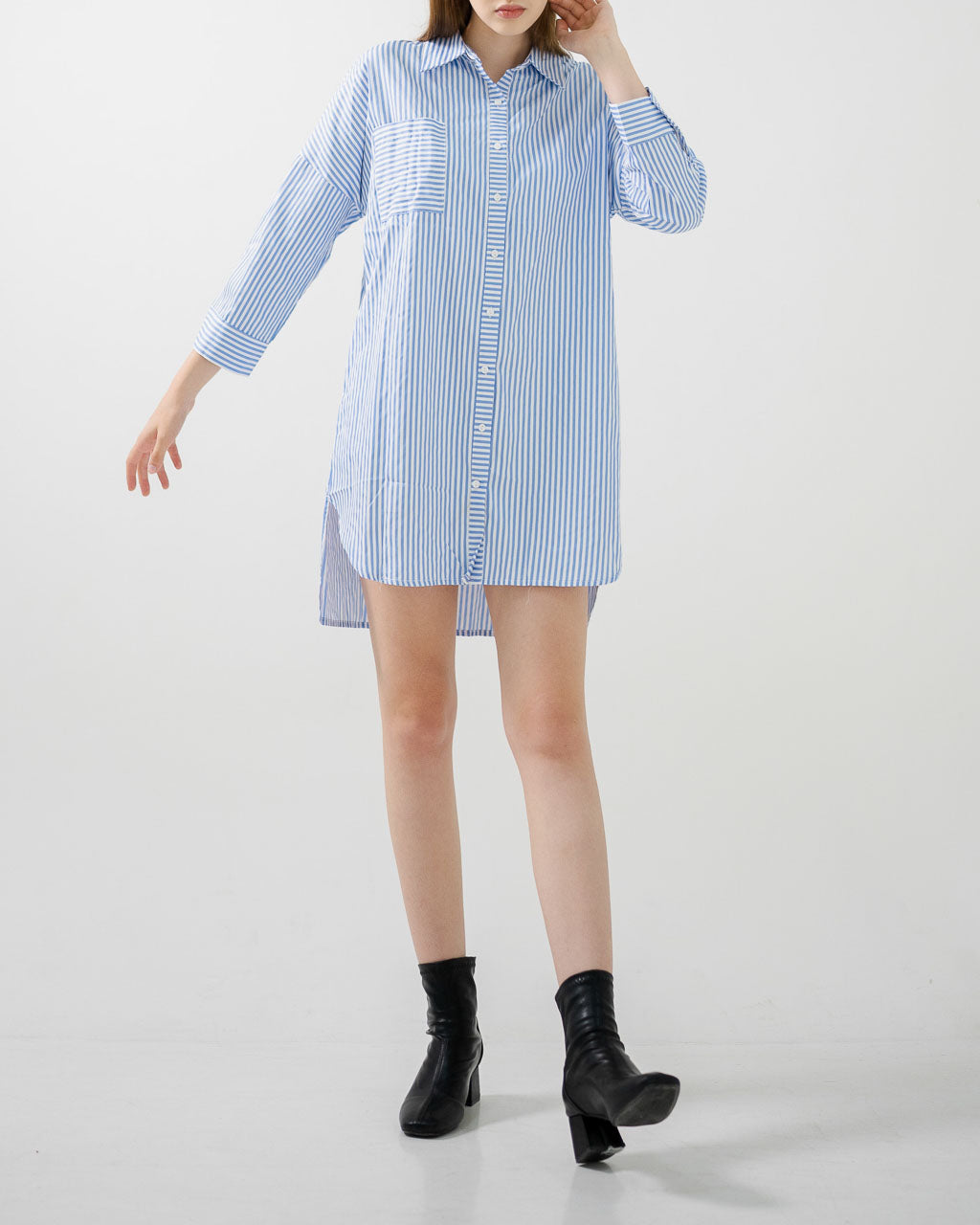 Anthea Oversized Stripped Blue Shirt Dress – 786302