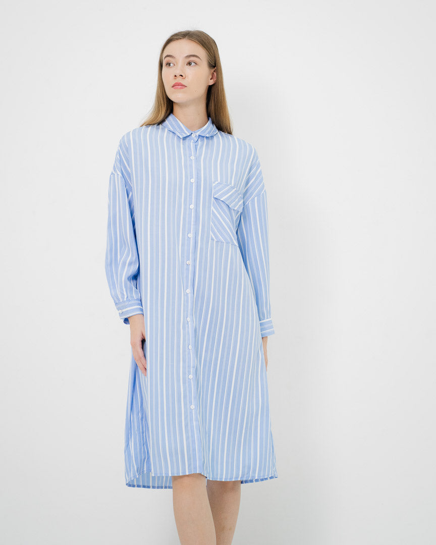 Jenisa Striped Shirt Blue Dress – 786917