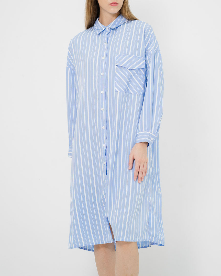 Jenisa Striped Shirt Blue Dress – 786917