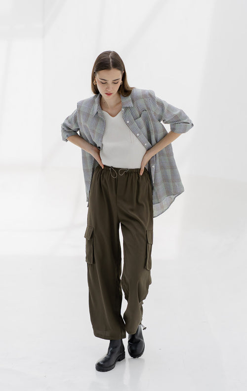 Anna Oversized Gingham Green Shirt – Kemeja Wanita - 188901