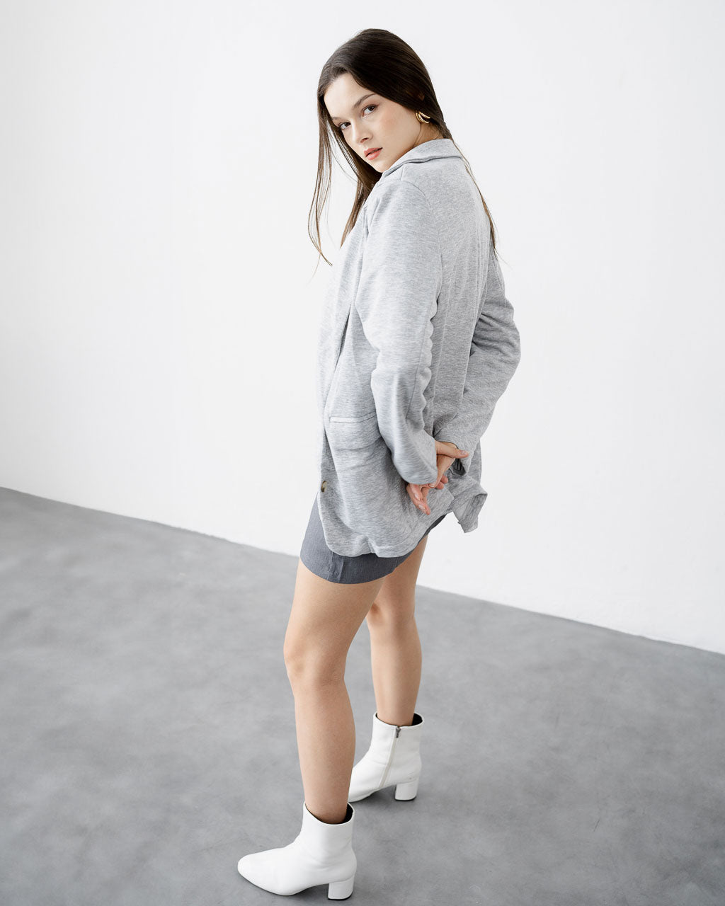 Jada Button Down Grey Blazer - 187948