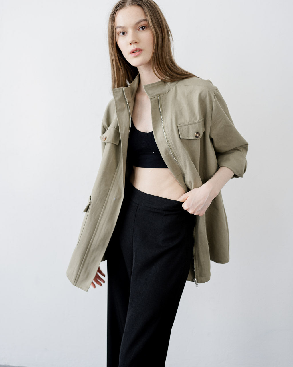 Caspian Oversized Sage green Outer - 187201