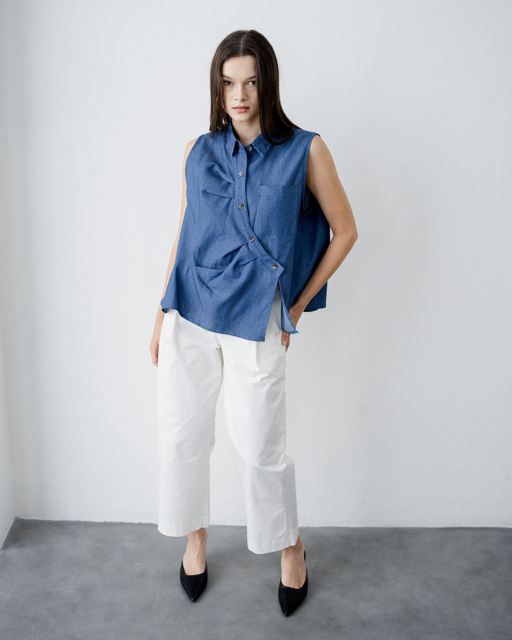 Mulan Drape Denim Top - 187957