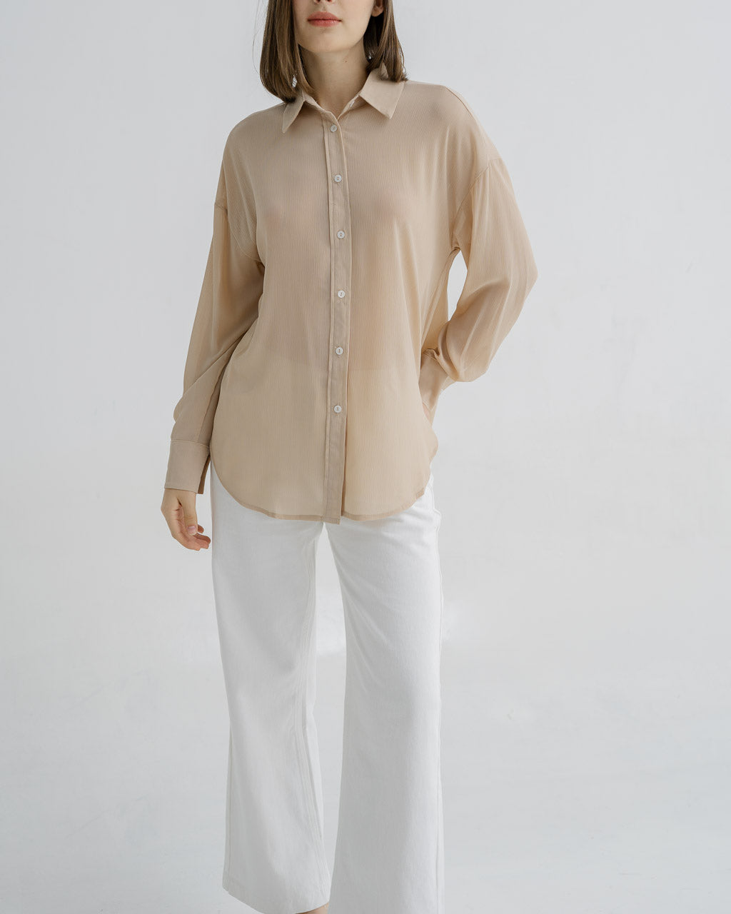 Edith Sheer Ivory Shirt - Atasan Kemeja Wanita - 188220