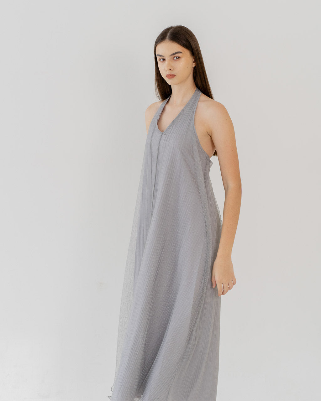 Orlena Halter Tulle Grey Dress – 788931