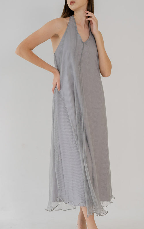 Orlena Halter Tulle Grey Dress – 788931