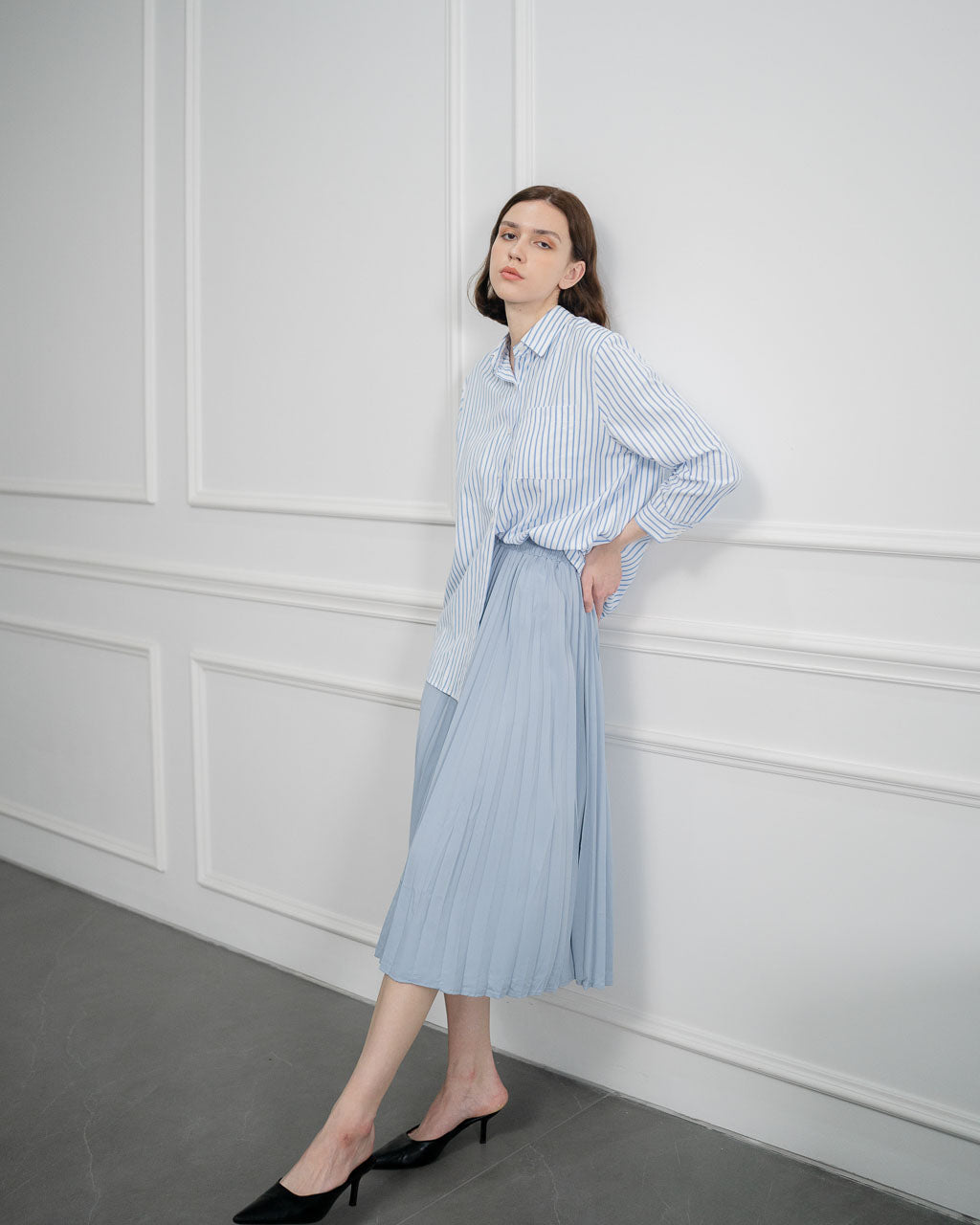 Michelle Oversized Stripped Blue Shirt – Kemeja Wanita - 188621