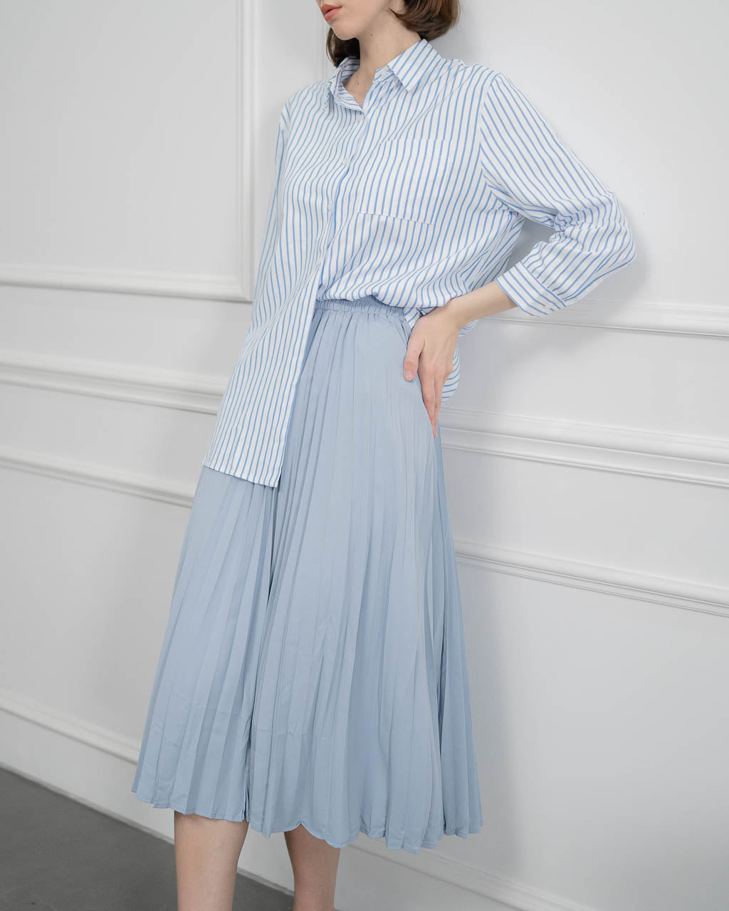 Michelle Oversized Stripped Blue Shirt – Kemeja Wanita - 188621