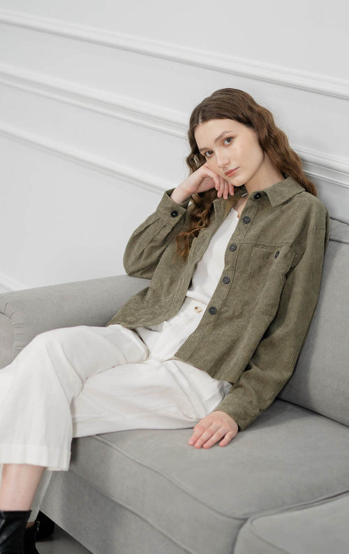 Abigail Oversized Corduroy Army Top – 188646 ( RESTOCK )