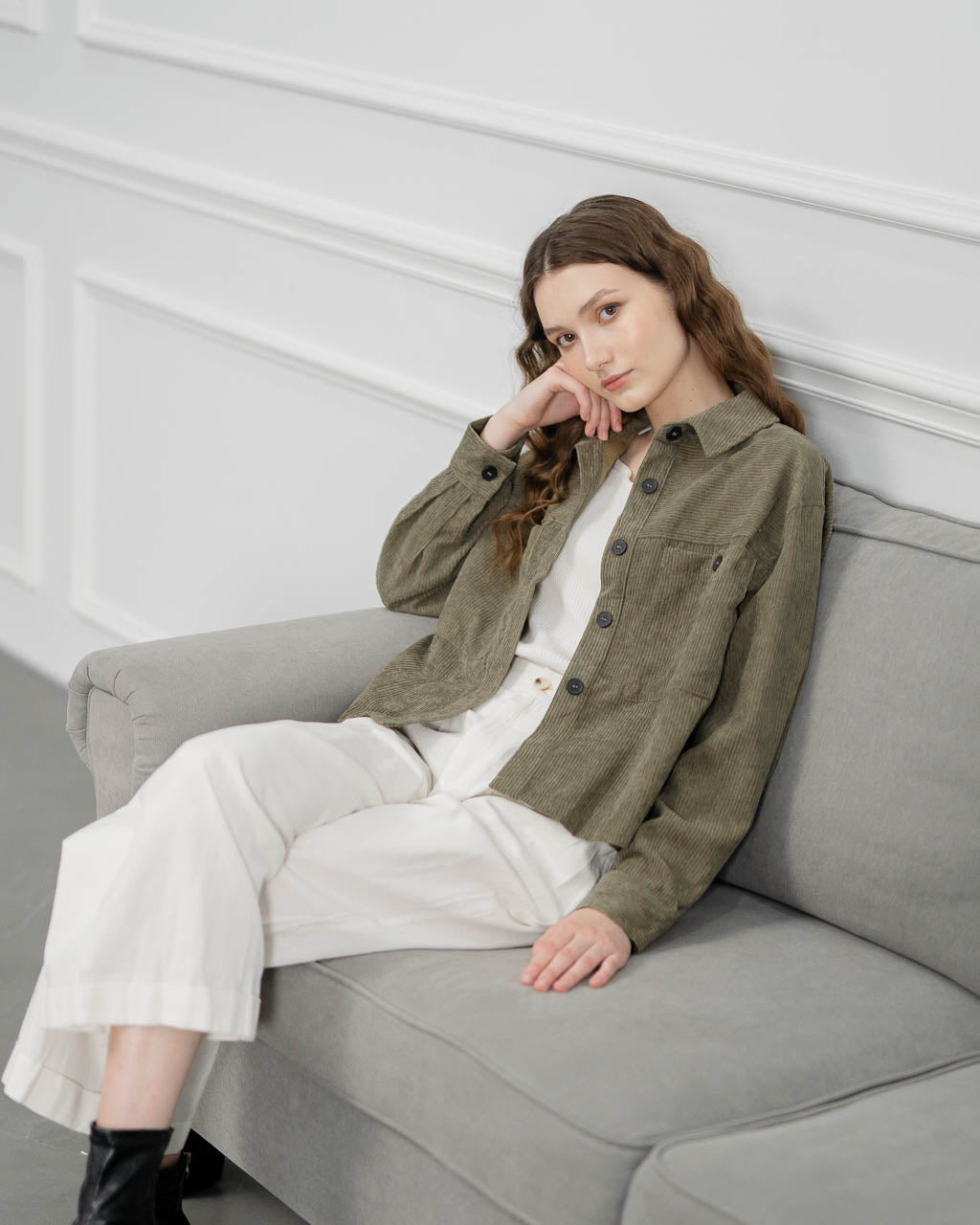 Abigail Oversized Corduroy Army Top – 188646 ( RESTOCK )