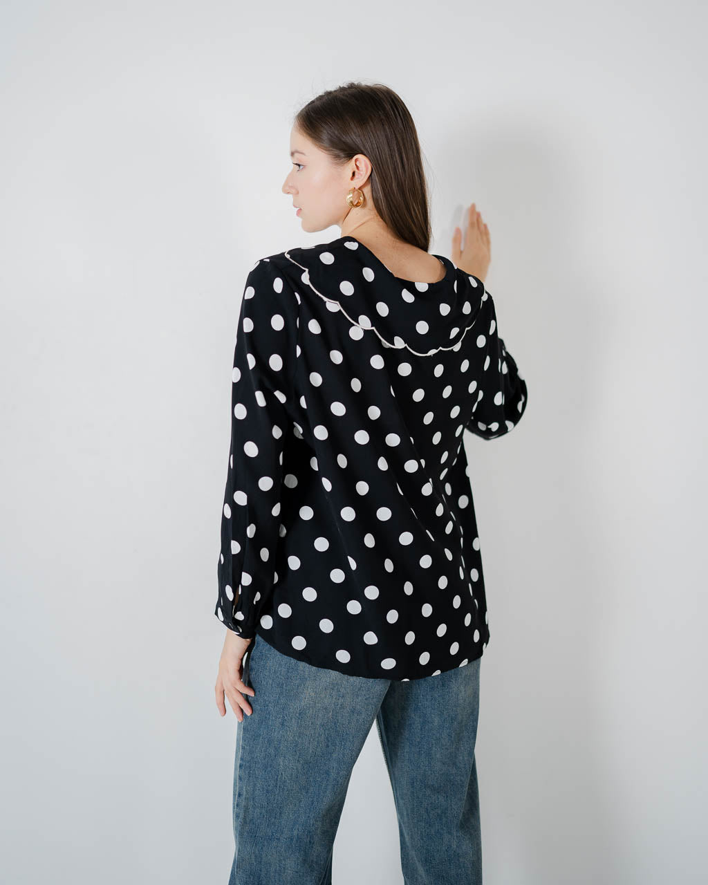 Minnie Polka dot Black Shirt – Atasan Casual Wanita - 188324