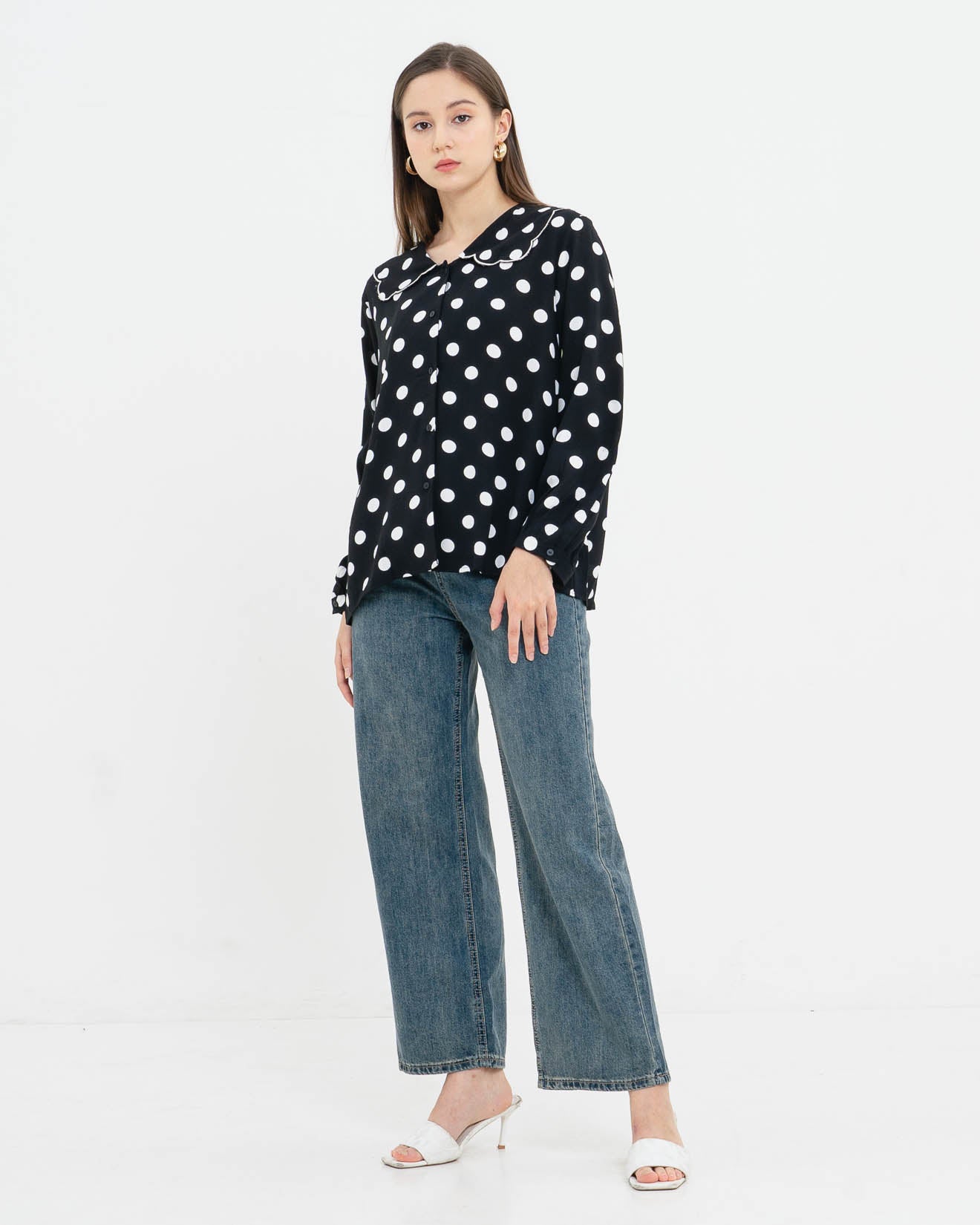 Minnie Polka dot Black Shirt – Atasan Casual Wanita - 188324