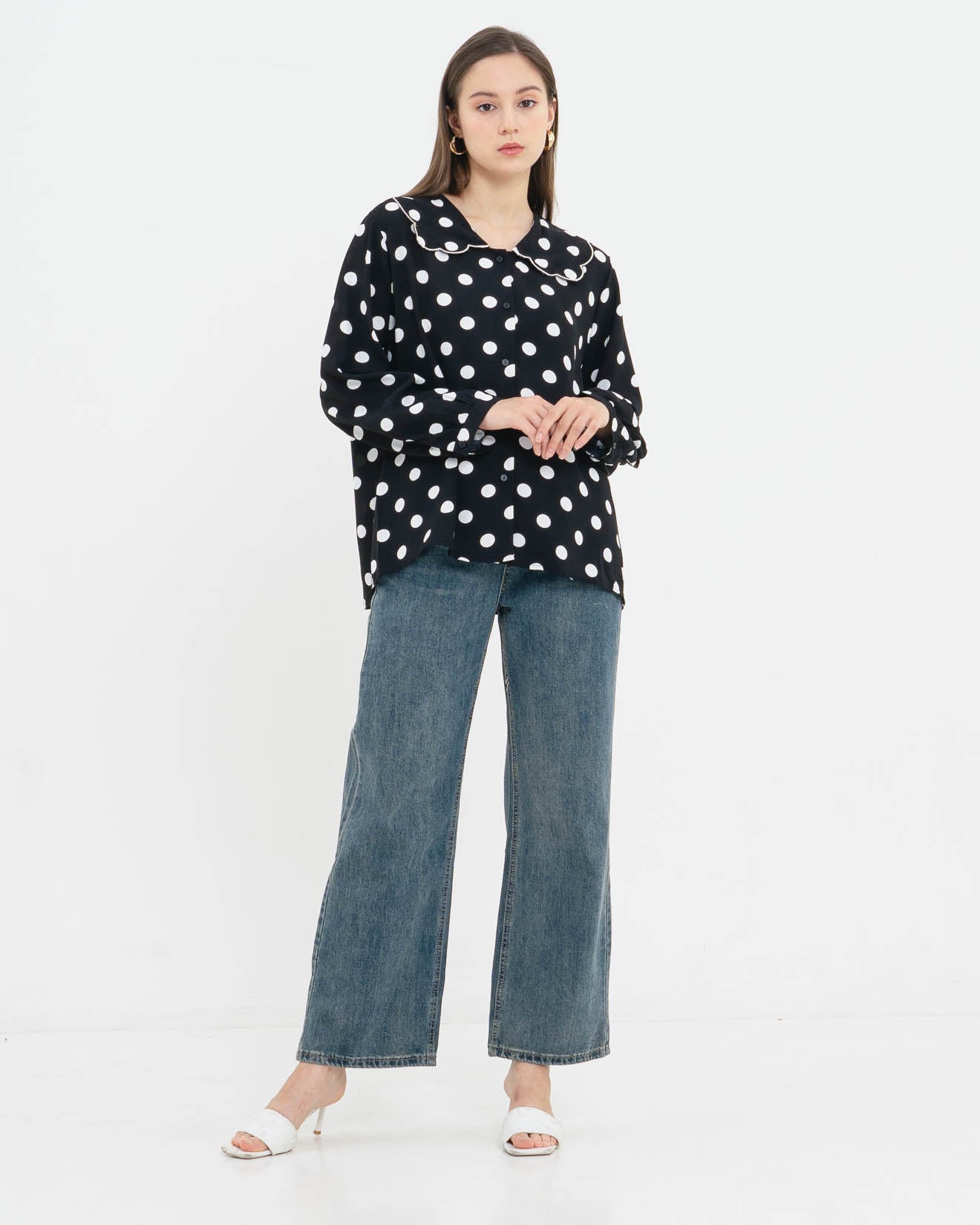 Minnie Polka dot Black Shirt – Atasan Casual Wanita - 188324