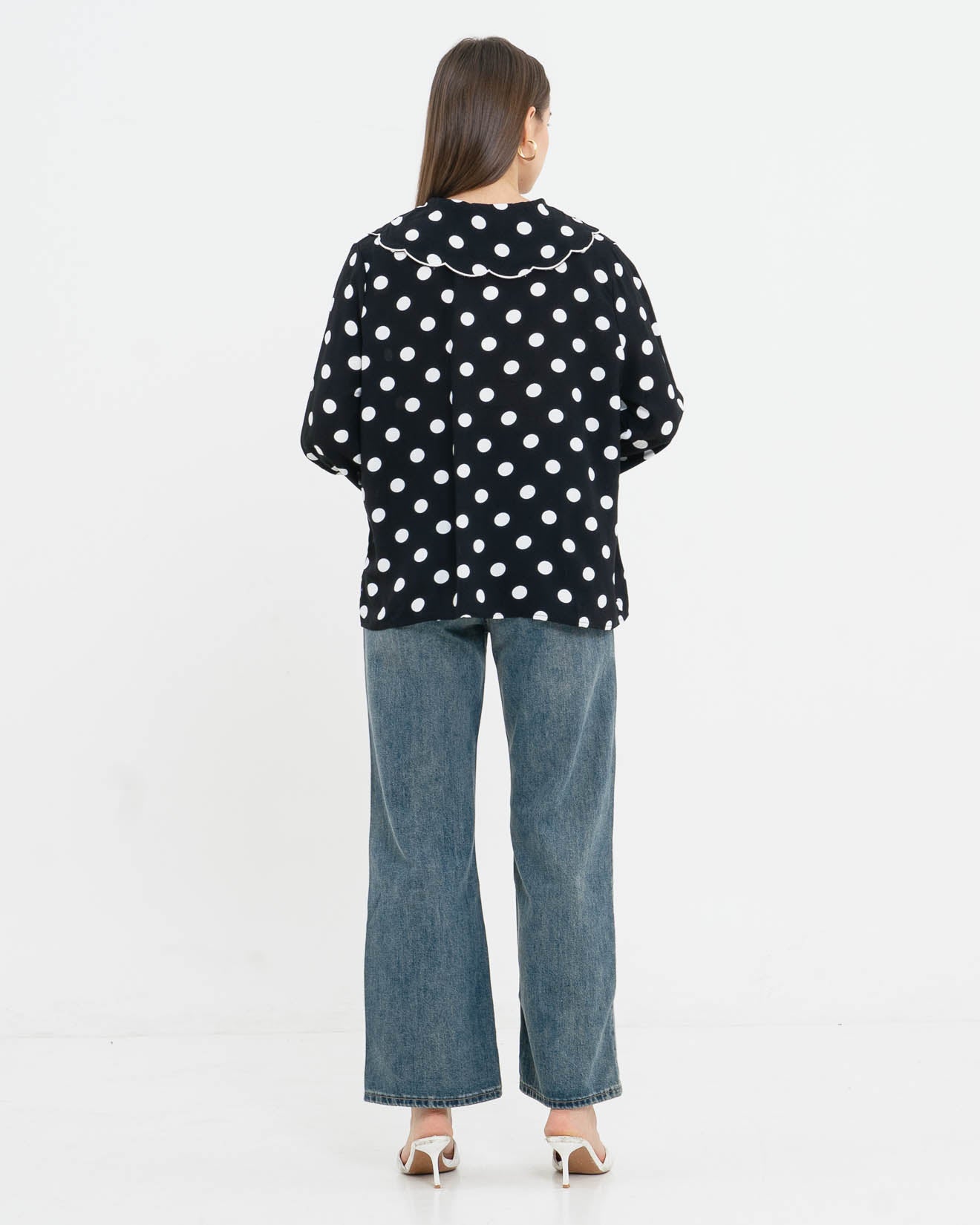 Minnie Polka dot Black Shirt – Atasan Casual Wanita - 188324