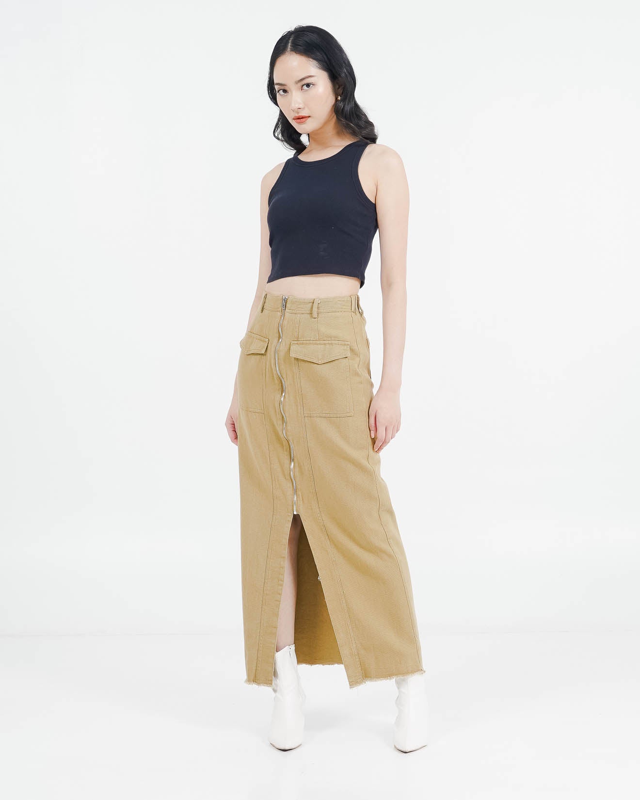 ES Chara Zipper Skirt Brown