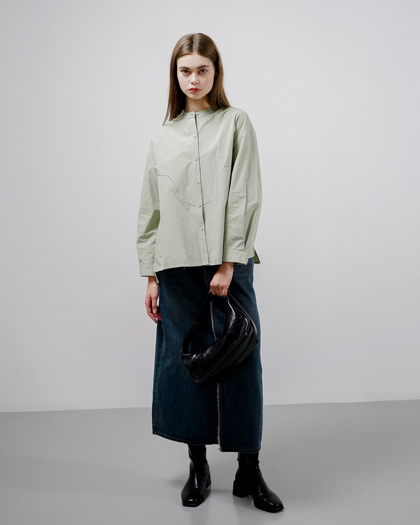 Piana Oversized Sage Shirt – Kemeja Wanita Lengan Panjang Hijab Friendly - 189474