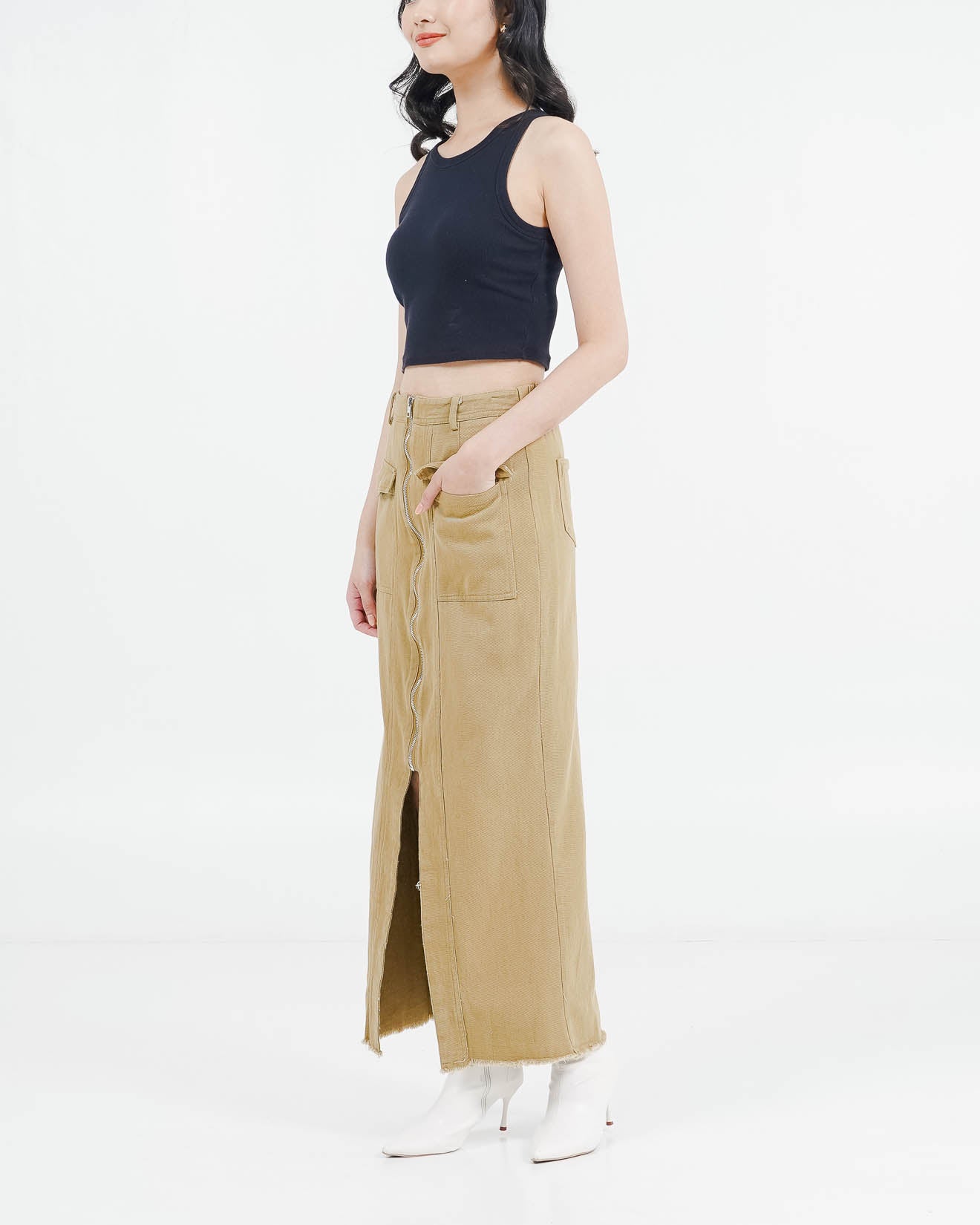 ES Chara Zipper Skirt Brown