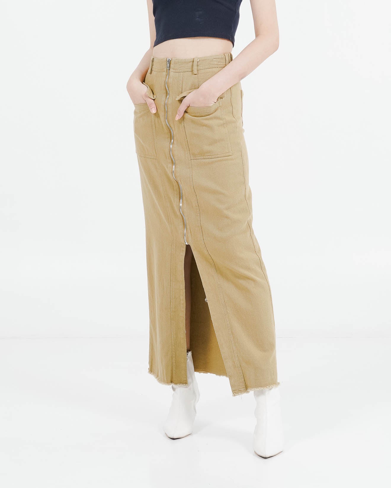 ES Chara Zipper Skirt Brown