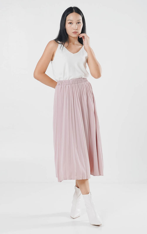Larissa Pleats Skirt Pink  – Rok Kekinian Wanita ( RESTOCK )