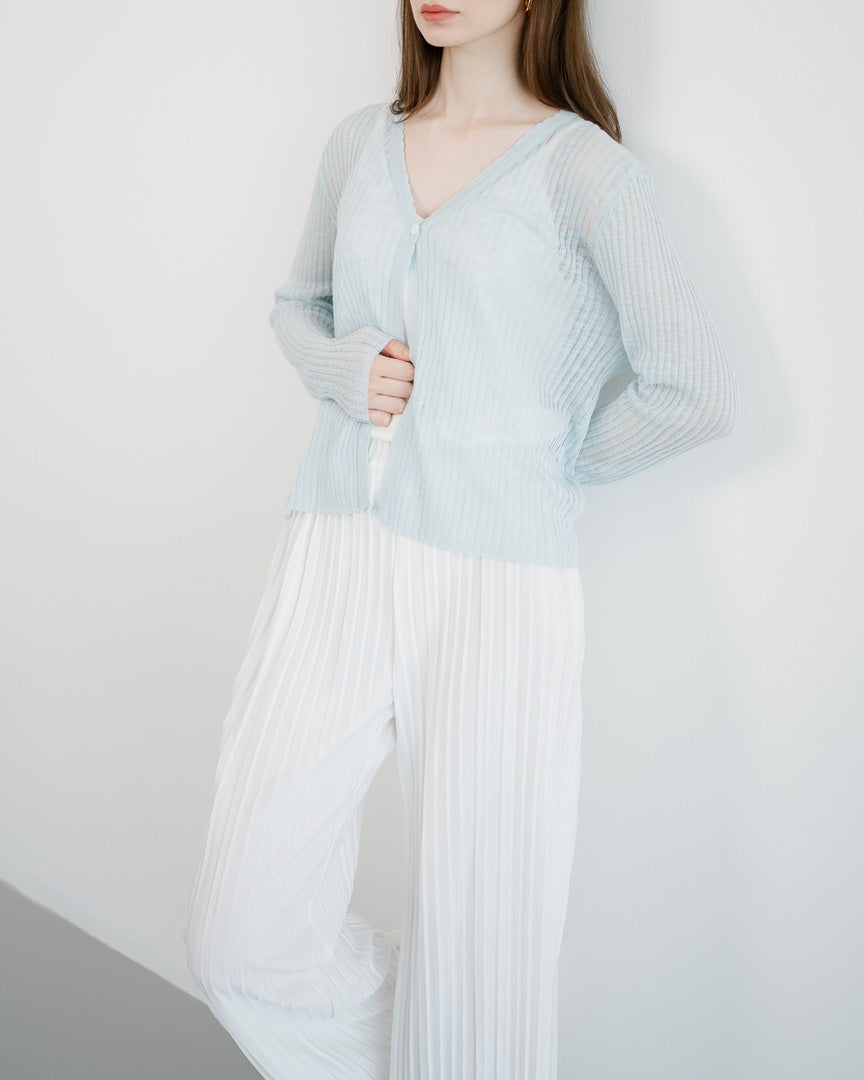 Nora Sheer Blue Cardigan – Outer Wanita Lengan Panjang - 189390