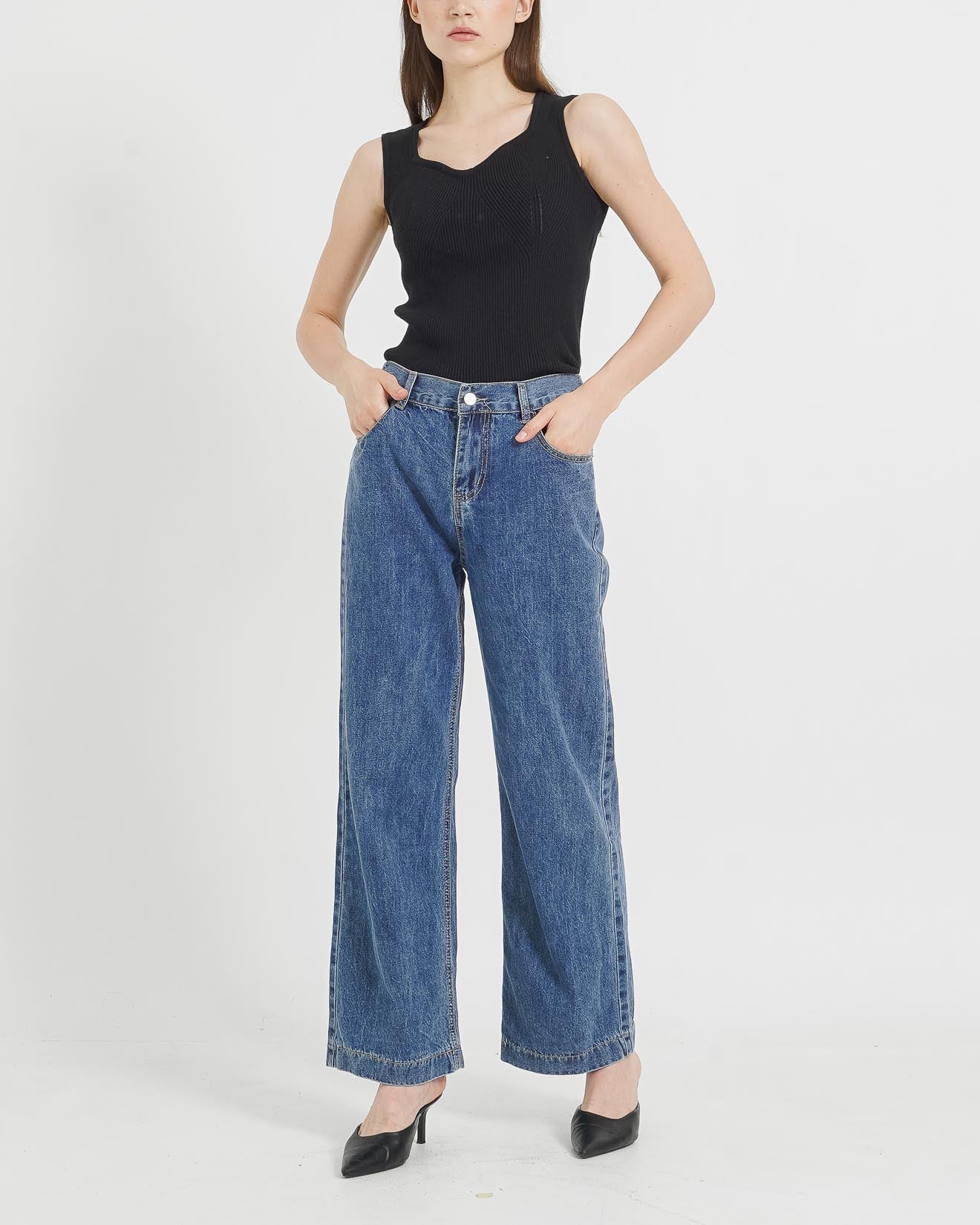 Zayn Straight Oversized Denim Pants - Celana Panjang Casual Wanita - 289800