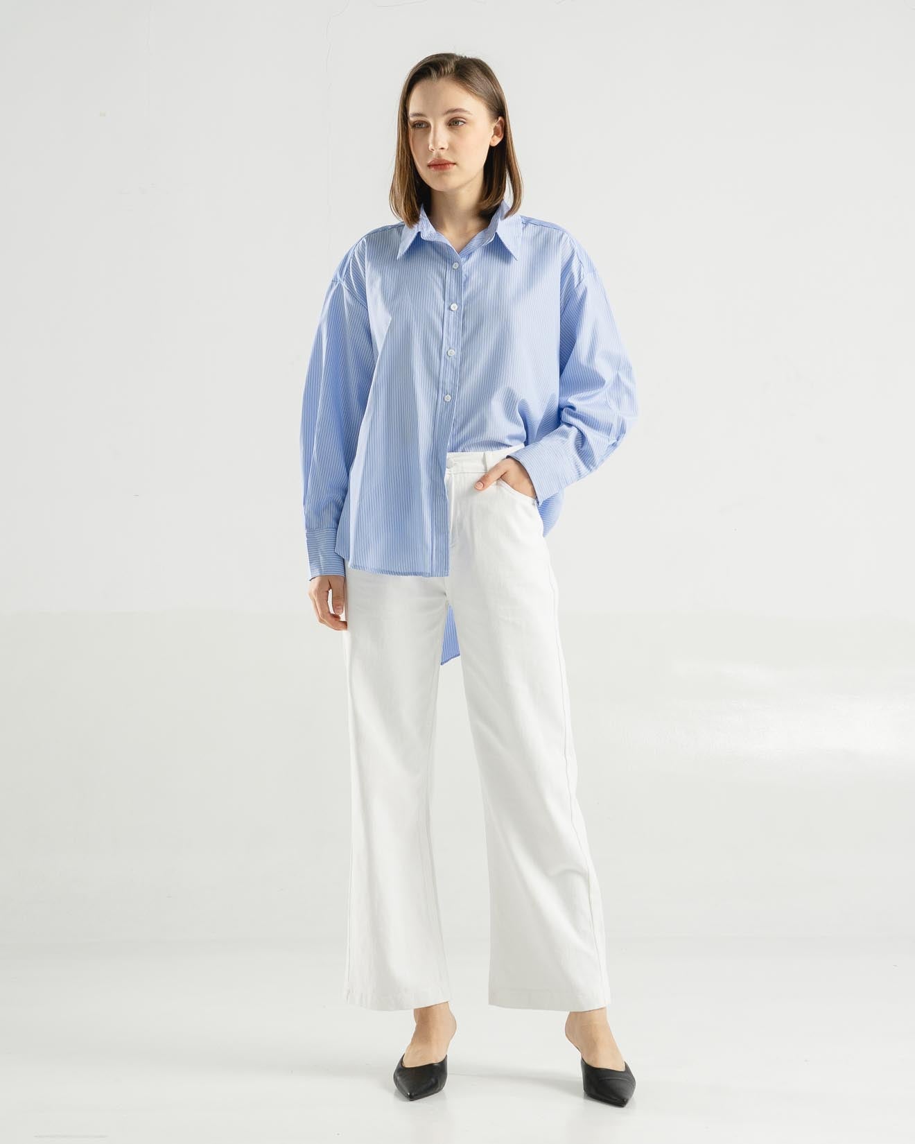 Sonata Shirt Blue Stripped - Kemeja Lengan Panjang Wanita - 187967