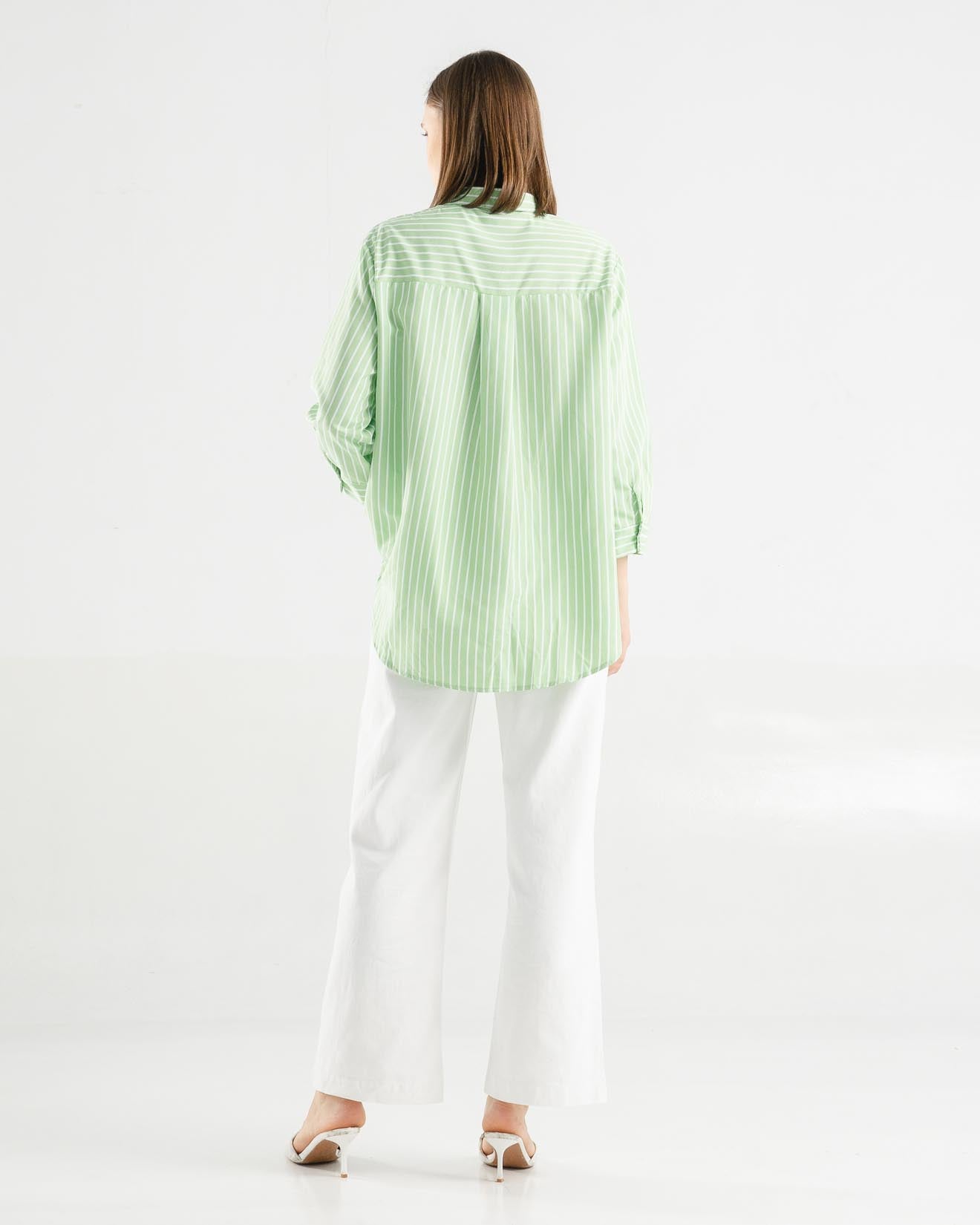 Romily Stripped Green Shirt – Kemeja Wanita - 188655