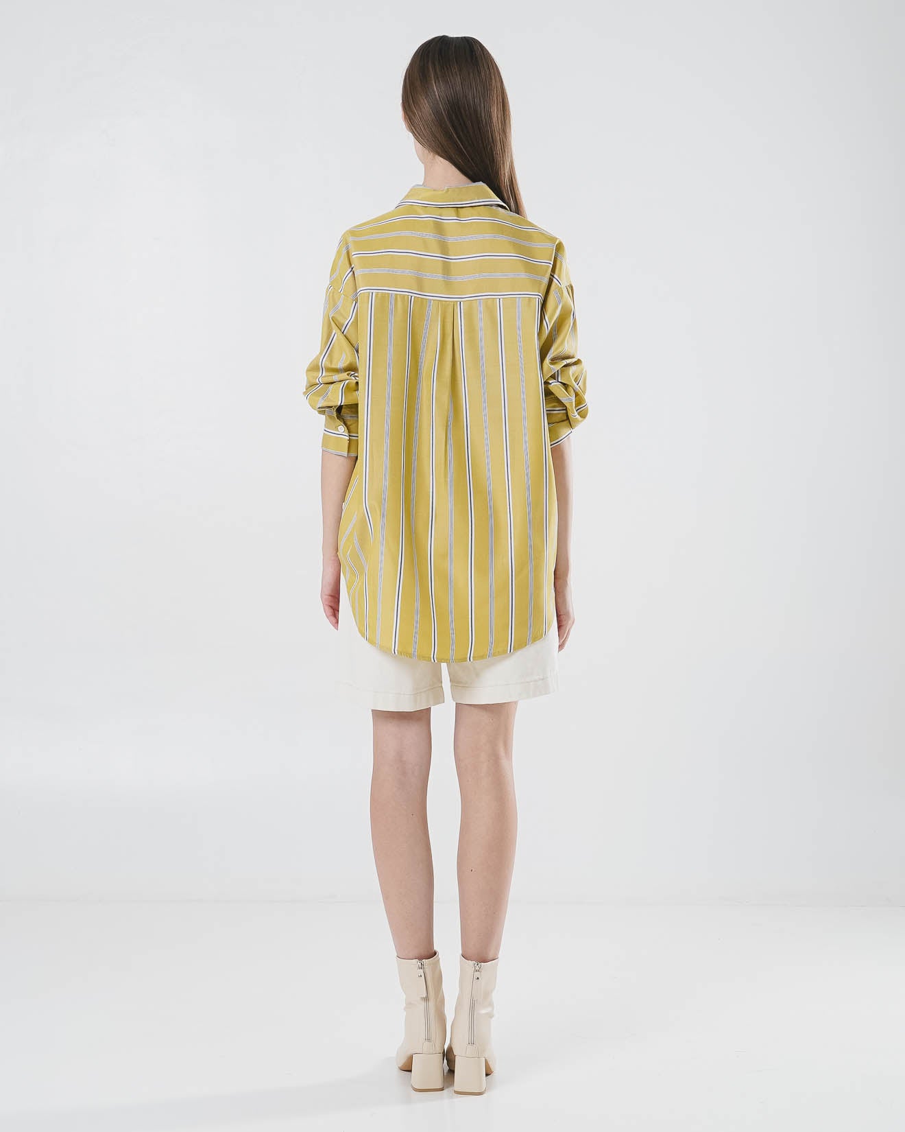 Flyn Oversized Striped Yellow Shirt – Kemeja Wanita