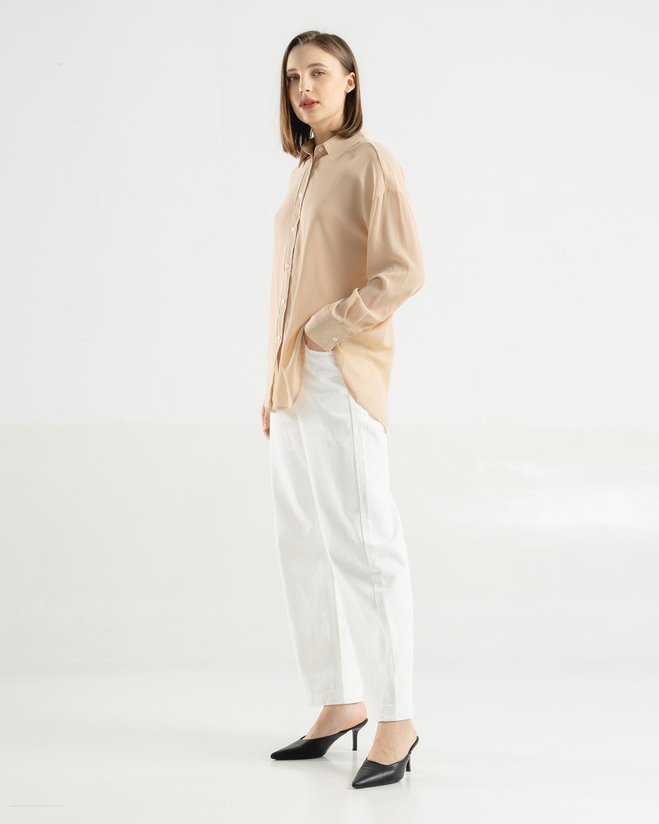 Edith Sheer Ivory Shirt - Atasan Kemeja Wanita - 188220