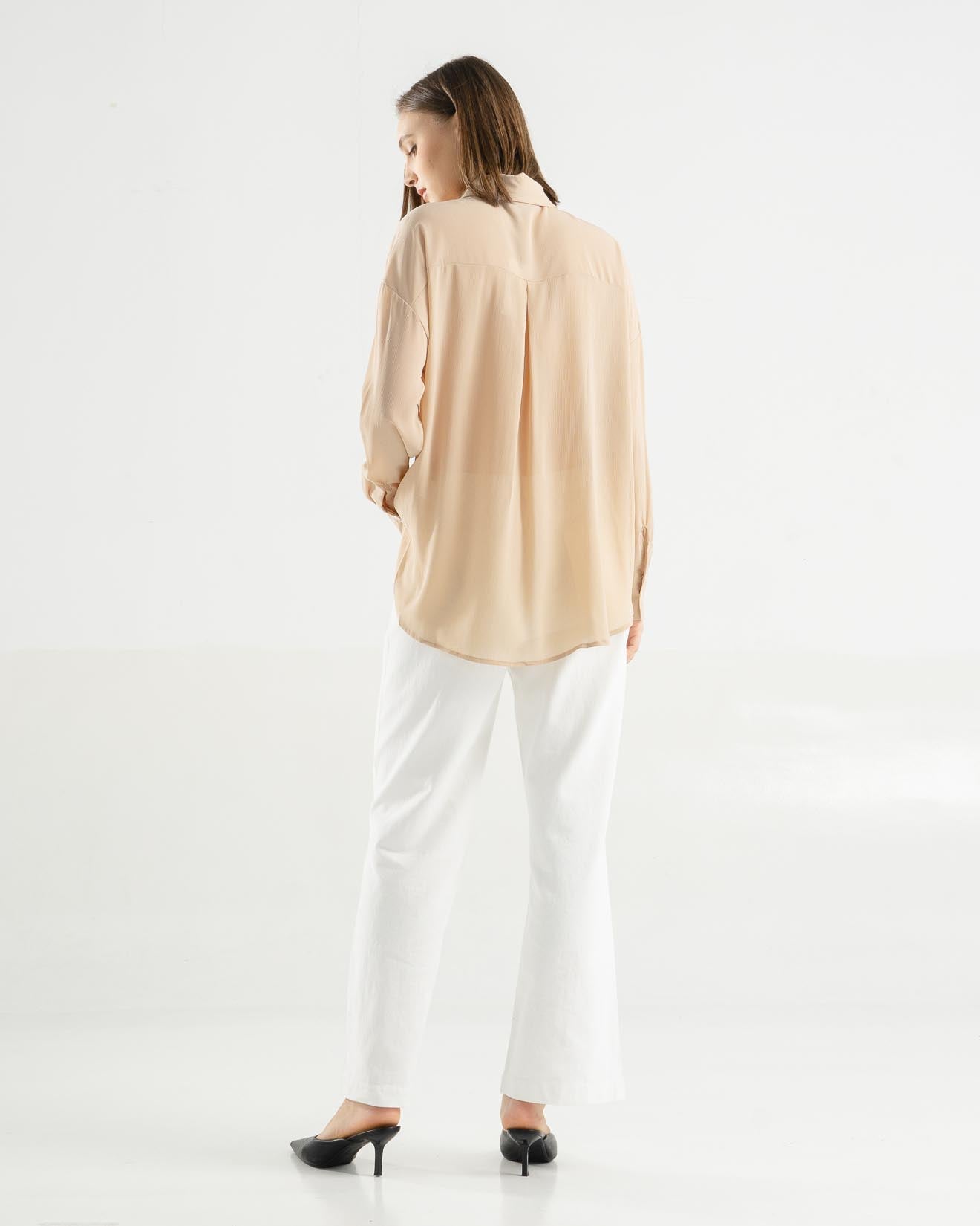 Edith Sheer Ivory Shirt - Atasan Kemeja Wanita - 188220