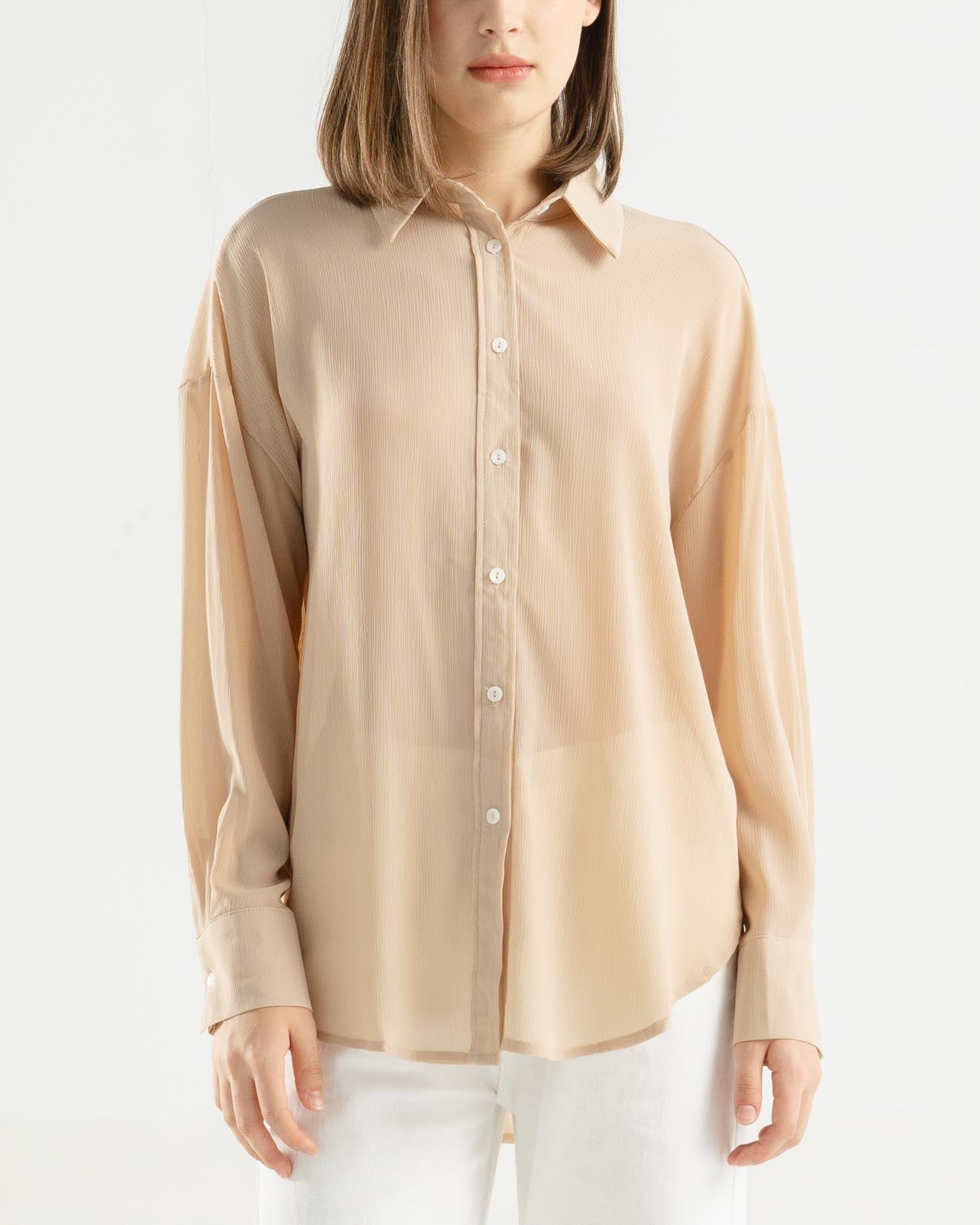 Edith Sheer Ivory Shirt - Atasan Kemeja Wanita - 188220