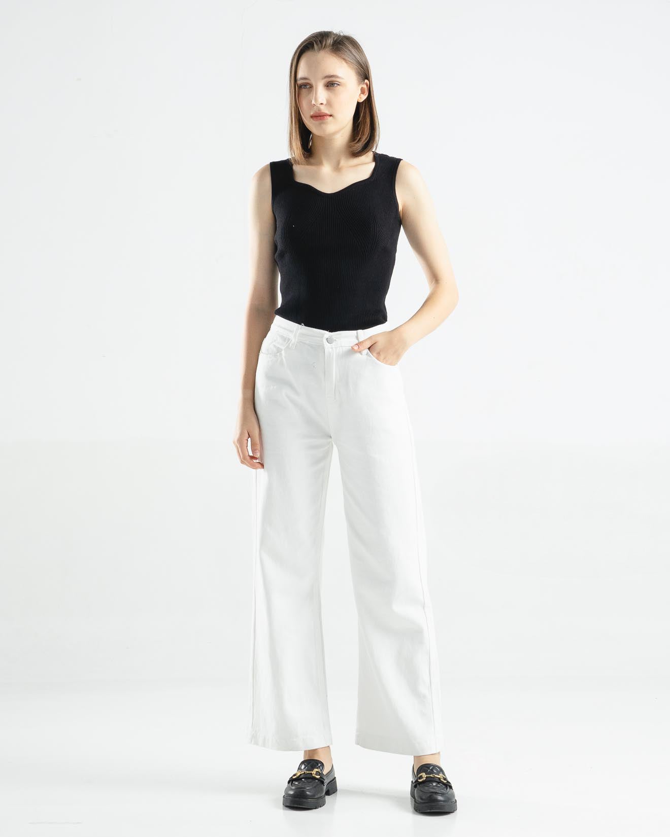 Jason Straight White Denim Pants – Celana Panjang Wanita - 288812