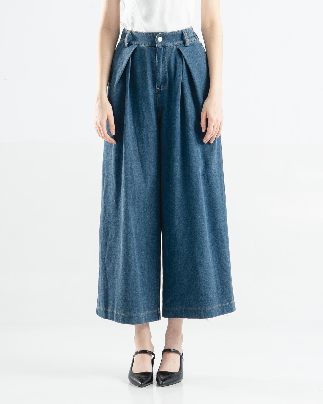 Kai Wide Leg Blue Denim Pants – Celana Kulot Panjang - 288941