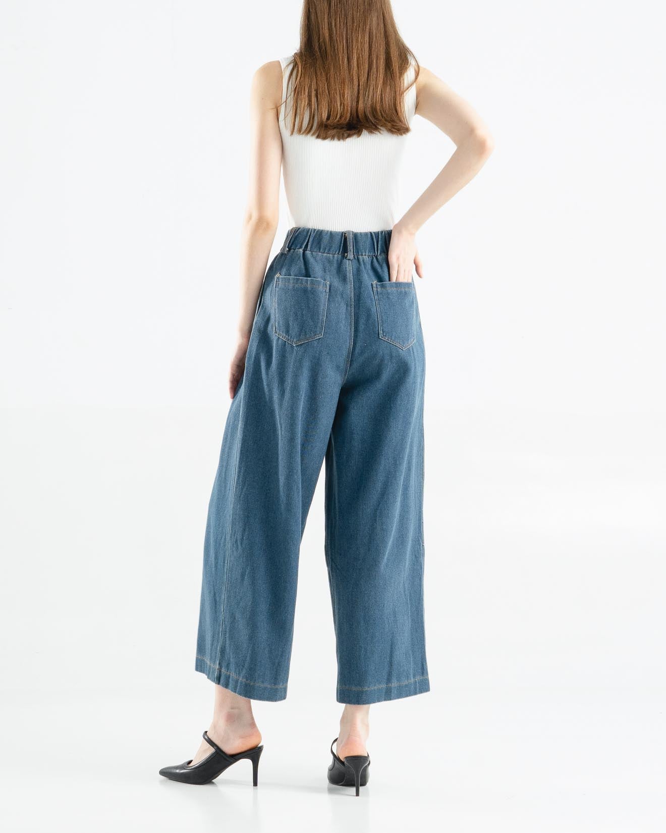 Kai Wide Leg Blue Denim Pants – Celana Kulot Panjang - 288941