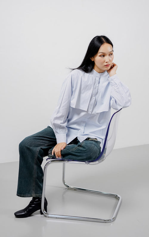 Gleen Oversized Striped White Shirt – Kemeja Lengan Panjang Wanita ( Hijab Friendly )