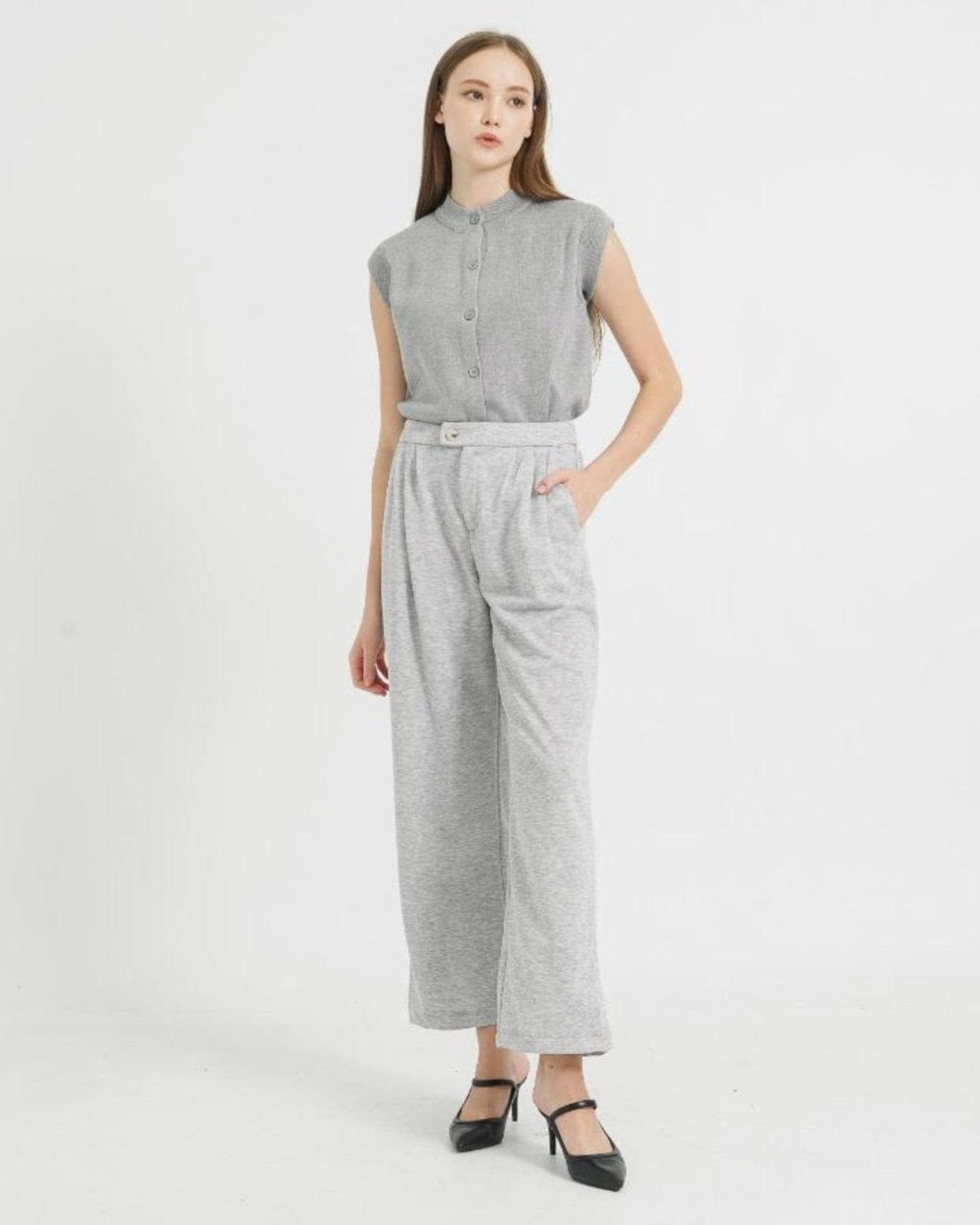 Ivana Oversized  Cotton Grey Pants - Celana Panjang Wanita - 288930