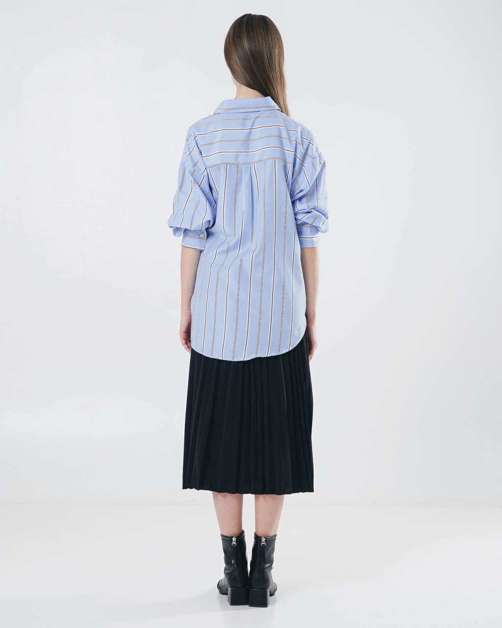 Flyn Oversized Striped Blue Shirt – kemeja Wanita Lengan Panjang