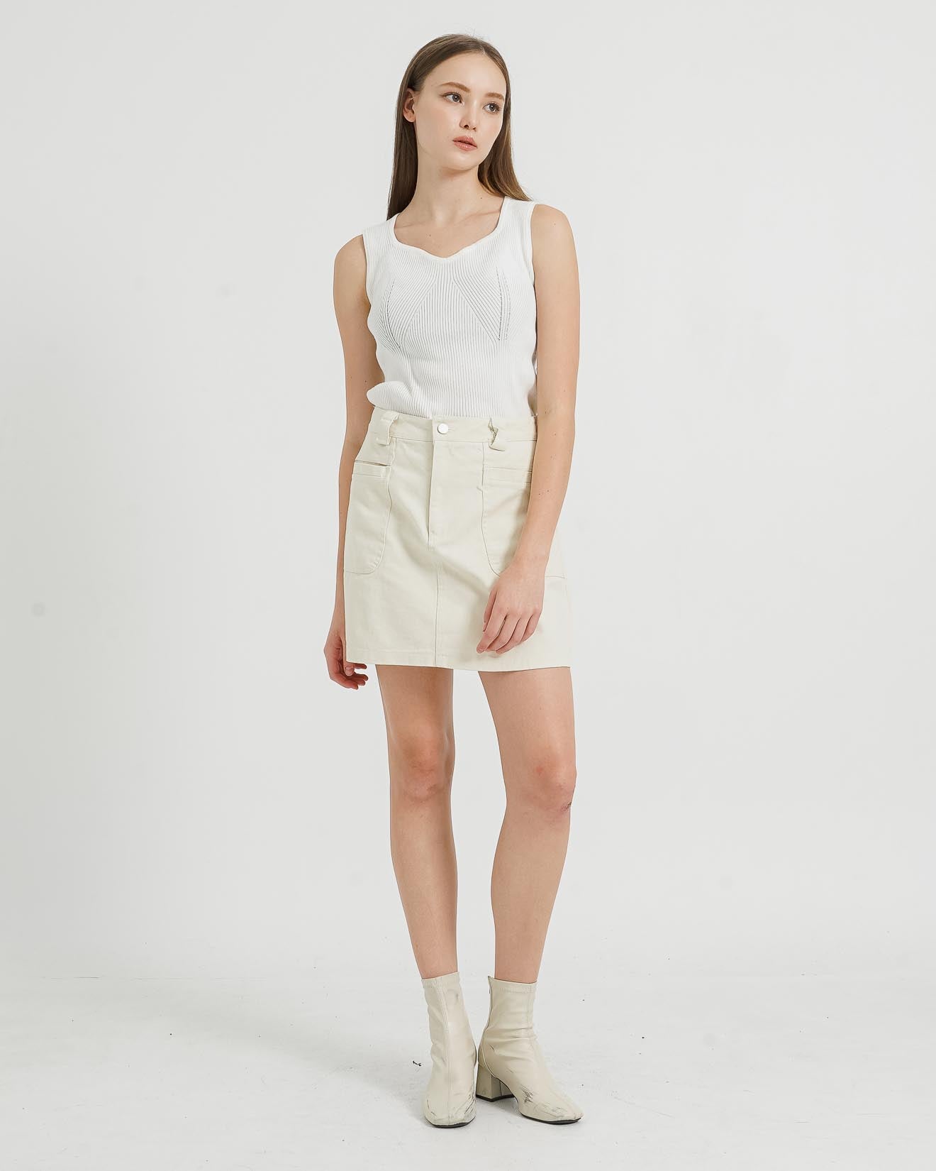 Roxy A-Line Denim Ivory Skort- Rok Celana Wanita Modis - 289512