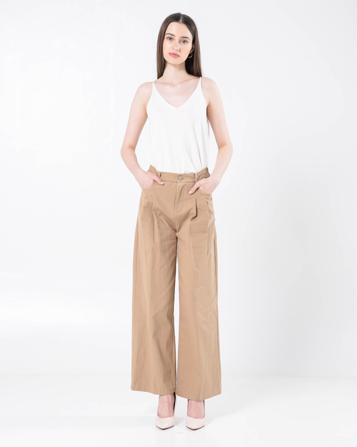 Cecilio Straight Cotton Brown Pants – Celana panjang Wanita - 289518