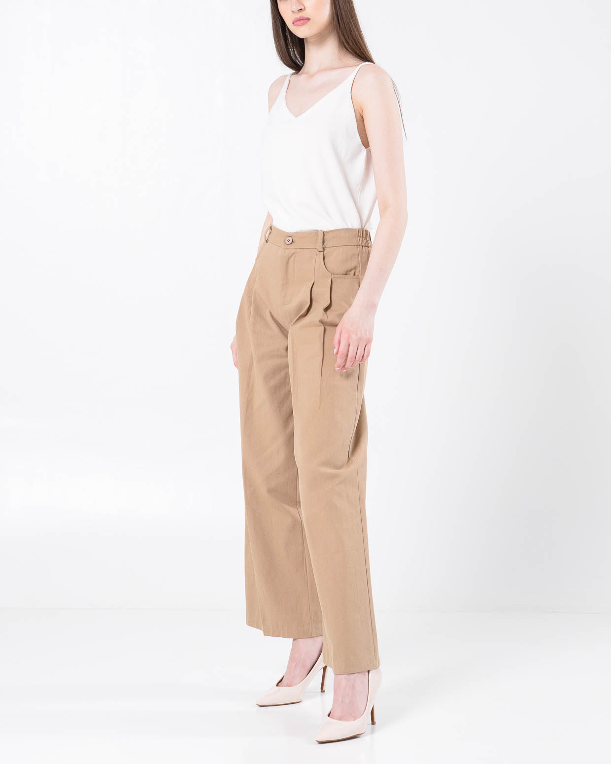 Cecilio Straight Cotton Brown Pants – Celana panjang Wanita - 289518