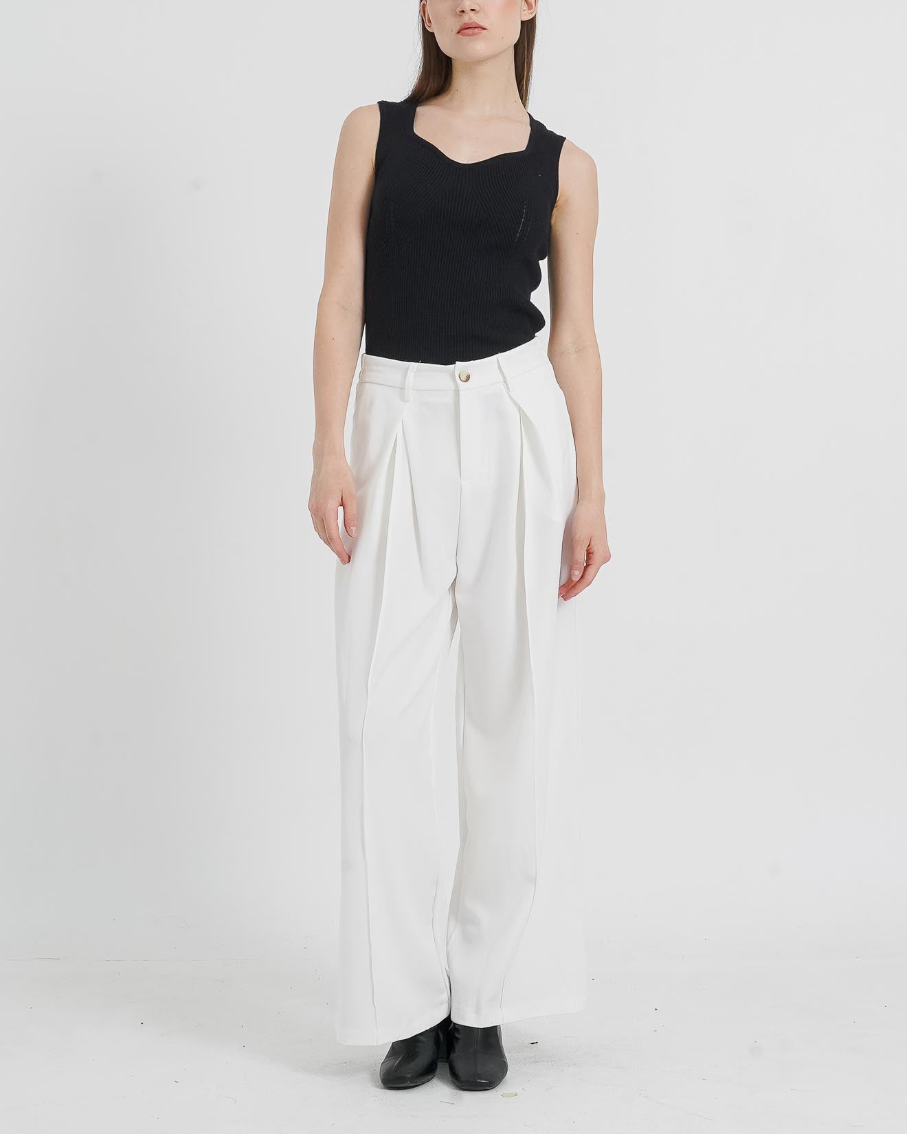 Sydney Wide Leg White Pants - Celana Formal Wanita - 288987