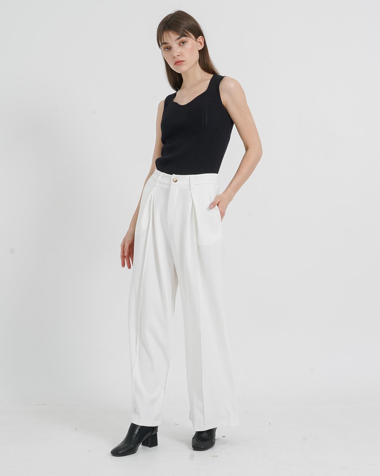 Sydney Wide Leg White Pants - Celana Formal Wanita - 288987