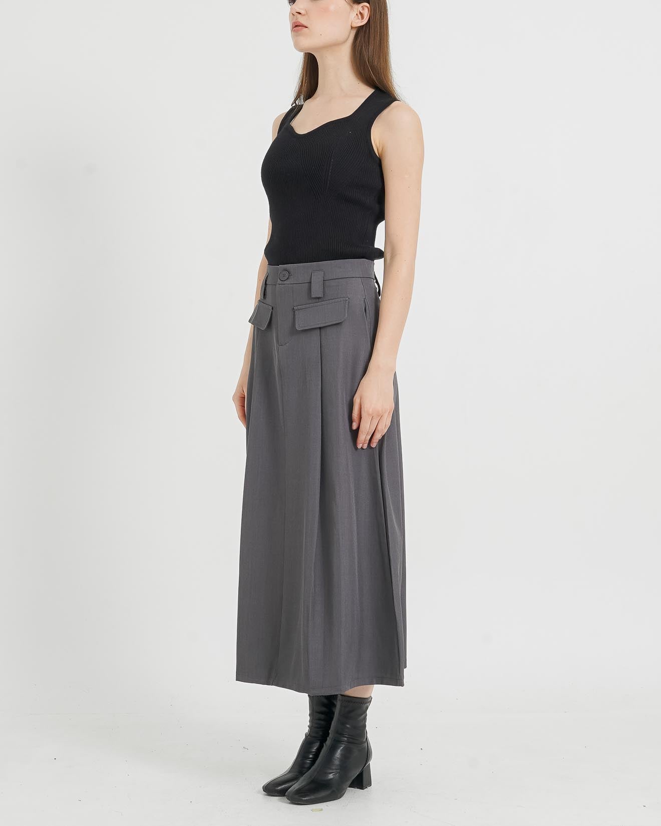 Callie Boxy Grey Skirt - Rok Panjang Wanita - 289514